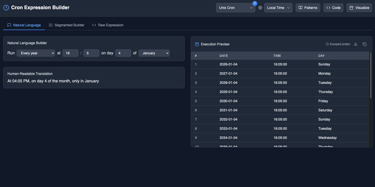 Cron Job Expression Builder
